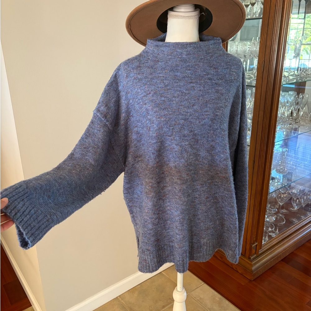 Well Worn Heathered Blue Women's Turtleneck Sweater